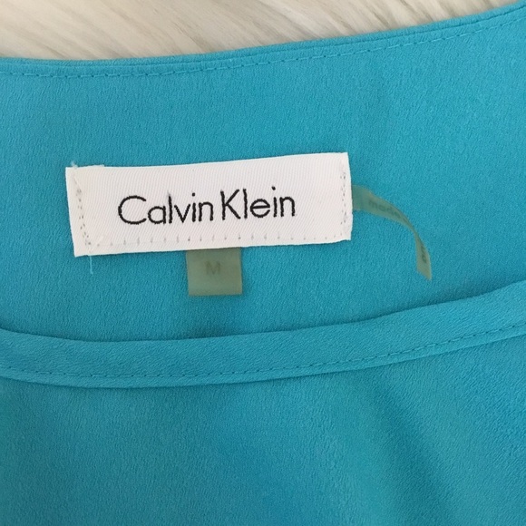 Calvin Klein Turquoise Faux Wrap Top Size Medium - Picture 6 of 9